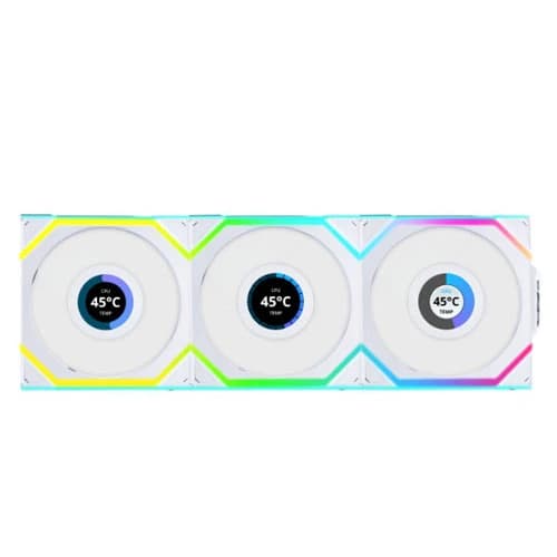 Lian Li UNI Fan SL Wireless LCD 120 Reverse Blade ARGB White Cabinet Fan (Triple Pack)
